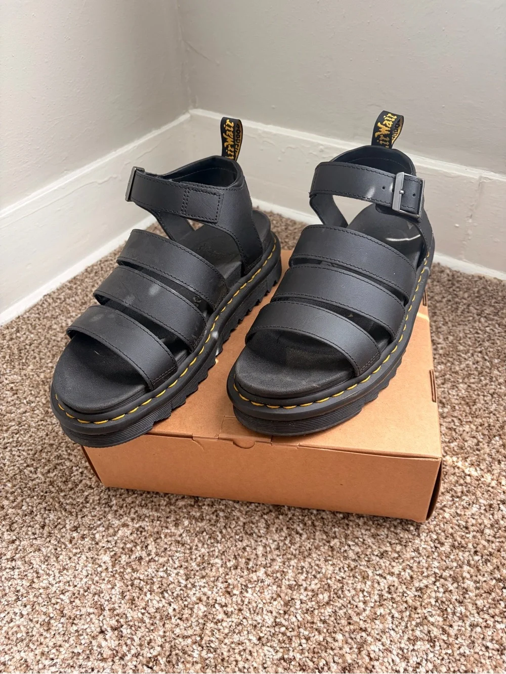 Dr. Martens Blaire strappy gladiator sandals in matte black leather